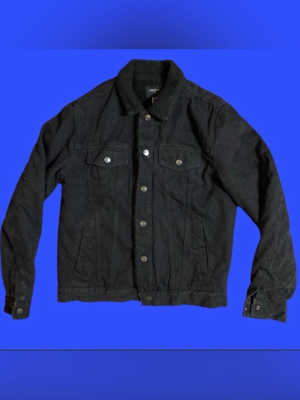 FOREVER21 “Denim Faux Shearling Jacket”